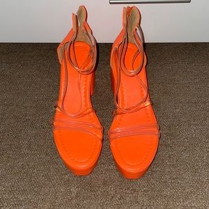 Orange heels w/ clear straps